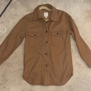 Brown Button-Up Oversized Shacket